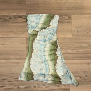 Elegant Green and Blue Women's Dress